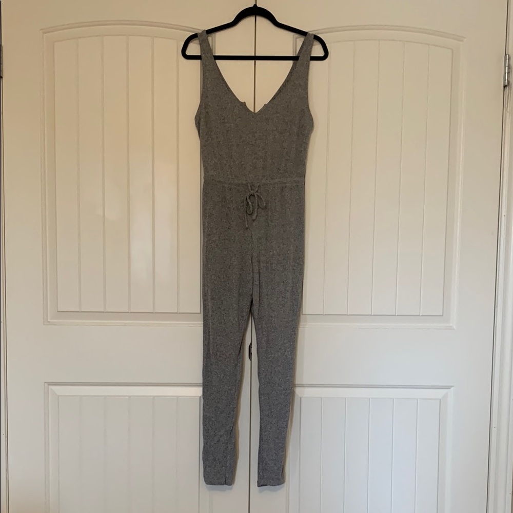 La SENZA Gray Spaghetti Strap Jumpsuit with Tapered Legs